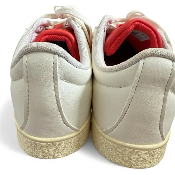 NWT! ADIDAS VL COURT BASE TENNIS SHOES Size 7.5 Cloud White / Coral/Red - Picture 4 of 6